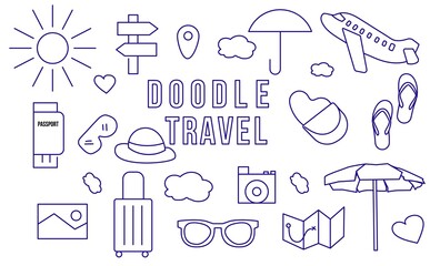 Travel doodle isolated on white background