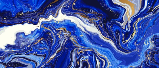 Foto auf Acrylglas Marmor Luxus Marmor und Gold abstrakte Hintergrundtextur. Aqua Menthe, Phantom Blue, Indigo Ocean Blue Marmorierung mit natürlichen Luxuswirbeln aus Marmor und Goldpulver.