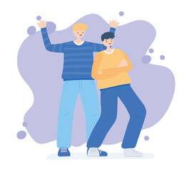 happy friendship day, group male characters love hearts, special event celebration