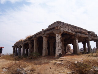 Fototapeta na wymiar Beautiful architecture, The Ruins of Hampi, Hampi, Karnataka, South India, India