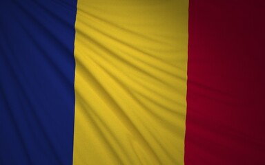 Fototapeta premium Wavy Romania Flag, Country Flag, 3D Rendering