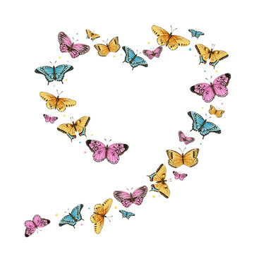 Watercolor butterfly heart frame