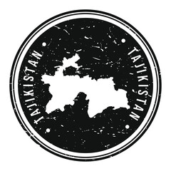 Tajikistan Map Symbol. Round Design Stamp. Travel and Business Vector.