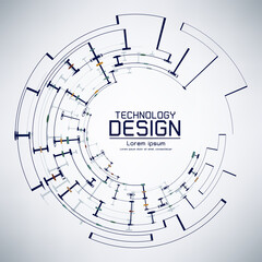 Abstract futuristic eyeball on circuit board, Vector illustration