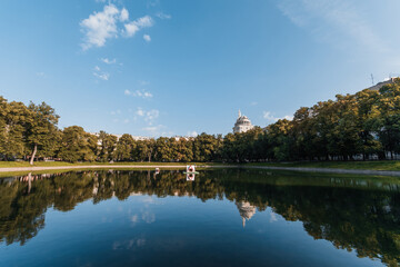 reflection of trees in the lake