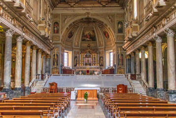 Rome, Italy - home of the Vatican and main center of Catholicism, Rome displays dozens of historical, wonderful churches. Here in particular the San Martino ai Monti basilica - obrazy, fototapety, plakaty