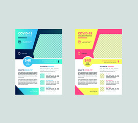 Coronavirus Covid-19 Medical HealthCare Vector flyer template. Vector illustration.