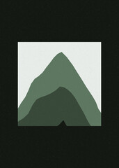 color Mountains rocks silhouette art logo design illustration