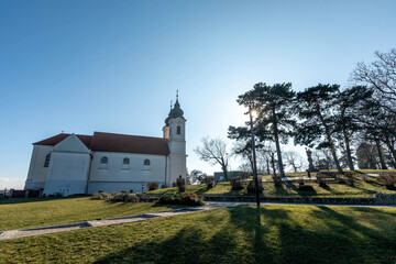 Naklejka premium Tihanyi Bencés Apátság Benedictine monastery on a hill above Lake Balaton