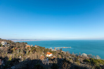 Fototapeta na wymiar Tihanyi panoramic view on a hill above Lake Balaton