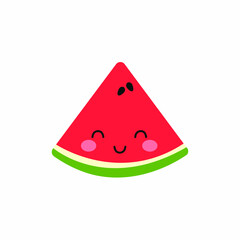Cute watermelon face, cartoon baby fruit. Vector illustration.