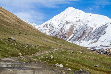 panorama of Georgia beautiful mountains and snow