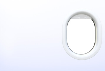 Obraz premium Realistic Detailed 3d Blank Airplane Window Template Mockup with Empty Space Vacation Voyage