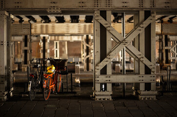 bicycles in front of a canal in Amsterdam