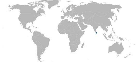 Fototapeta premium Mapa Sri Lanki na białym tle na mapie świata. Jasnoszare tło. Koncepcje biznesowe i tła.