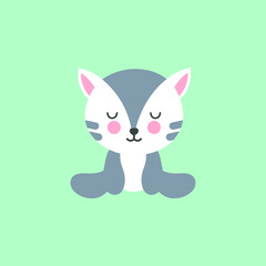 Little cute kitten. Cartoon vector illustration.