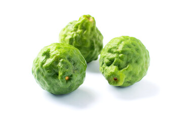 Fresh Green Bergamot fruit isolated on white background.