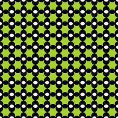 Vector seamless pattern texture background with geometric shapes, colored in green, black, white colors.