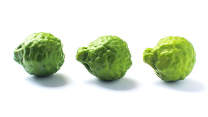 Fresh Green Bergamot fruit isolated on white background.