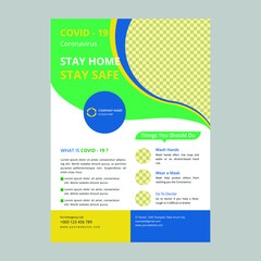 Coronavirus Covid-19 Medical HealthCare Vector flyer template. Vector illustration.