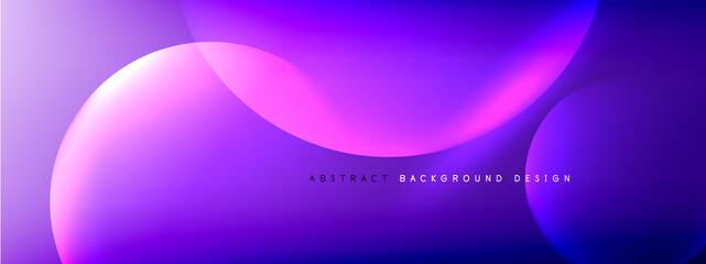 Vector abstract background liquid bubble circles on fluid gradient with shadows and light effects. Shiny design templates for text
