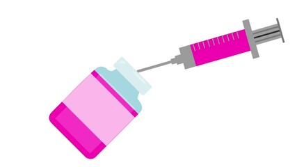 Animated syringe taking medicine from a bottle. - Powered by Adobe