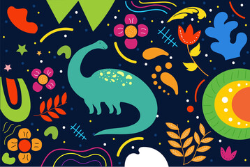 Cute Illustration art Dinosaurs pattern background. can be applied on the watch, totebag. souvenirs, tshirt, stickers, phone cases, pillows, laptop skins, travel mugs, masks, pin buttons and so on