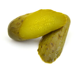 Pickled cucumber on white background