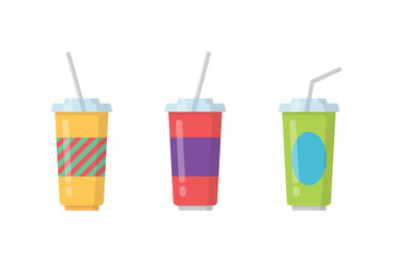 Cup fast food vector. Soda, juice, coffee illustration flat