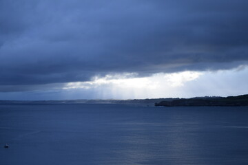 Awesome sky storm and sun sea view Hondarribia Basque Country Spain