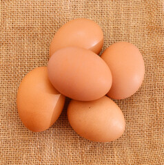Eggs on burlap