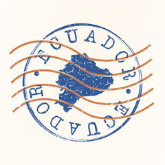 Ecuador Stamp Postal. Map Silhouette Seal. Passport Round Design. Vector Icon. Design Retro Travel.