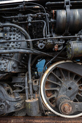Fototapeta na wymiar Detailed photograph of steam era locomotive. 