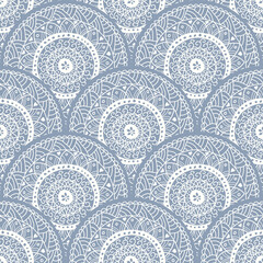 Doodle circles seamless pattern in blue and beige. Endless pattern can be used for ceramic tile, wallpaper, linoleum, textile, invitation card, wrapping paper,web page background.