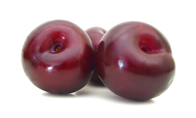 Ripe plum fruit isolated on white background cutout