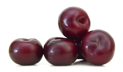Red plum fruit isolated on white background