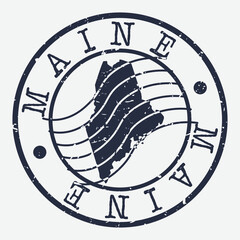 Fototapeta na wymiar Maine Stamp Postal. Map Silhouette Seal. Passport Round Design. Vector Icon. Design Retro Travel.