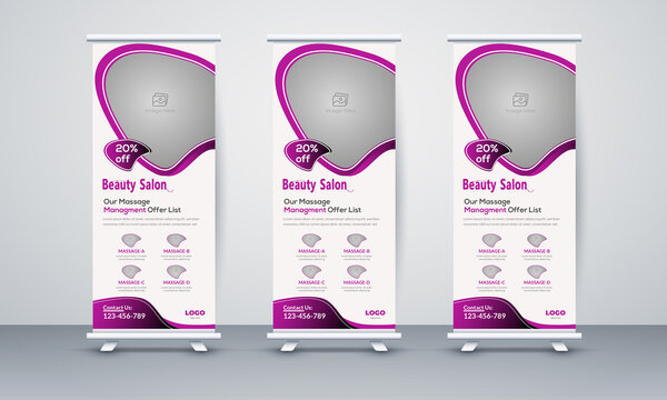 Beauty care salon, spa roll up banner template design
