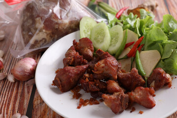 Local Northern Thai food , Northern Thai spicy sausage street food isolated in white background