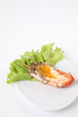 Grilled prawn isolated in white background