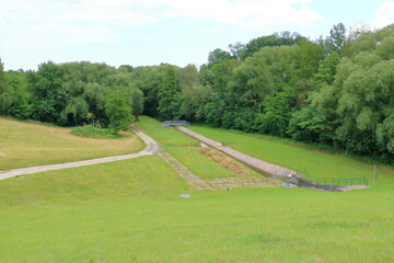 Naklejka premium View of a small water reservoir in Kauscha near Dresden