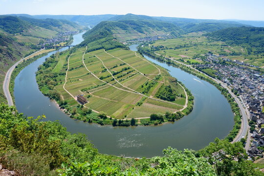 Flusssbiegung mit Weinbergen 