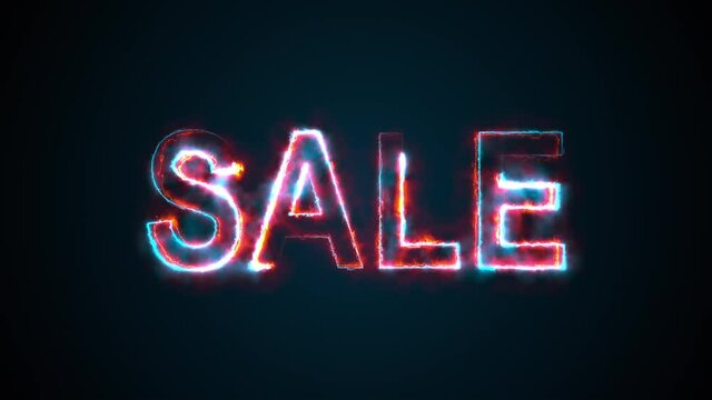 The word SALE, computer generated. Burning inscription. Capital letters. 3d rendering of colorful business background.