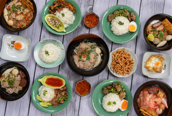Thai Mixed Dishes of Soups and Rice 