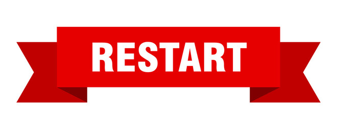 restart ribbon. restart isolated band sign. restart banner