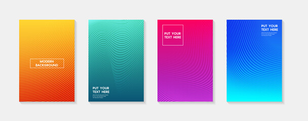 Minimal modern cover design. Dynamic colorful gradients. Future geometric patterns. Blue, pink, yellow, green, orange, purple placard poster template.