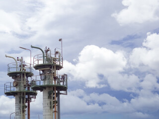 Fototapeta na wymiar Pipe line and column tower in petrochemical plant normal