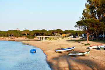 Fishing boat beach in Puerto Real in Cadiz. Andalusia. Spain. Europe.