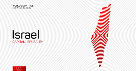 Fototapeta premium Abstract map of Israel with red circle lines