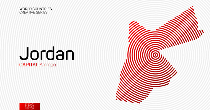 Abstract map of Jordan with red circle lines